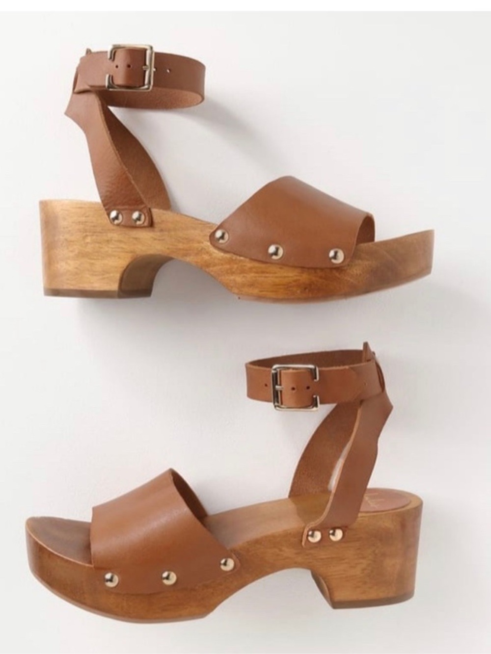 Lulu's Willy Cognac Leather Open-Toe Clog Sandals